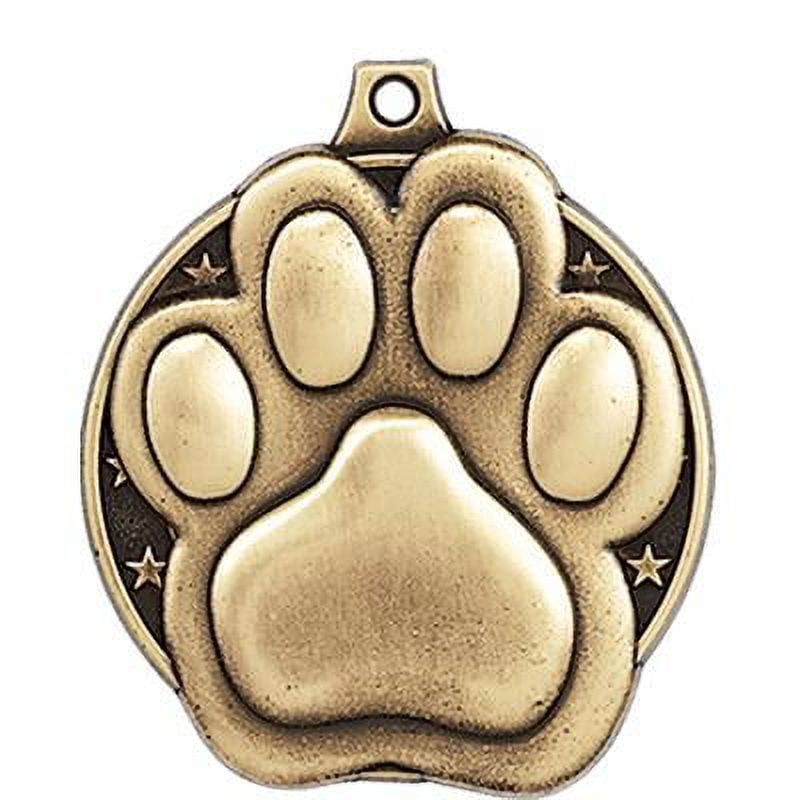 Paw Print Medals, 2" Gold Diecast Paw Print Medal Award 5 Pack