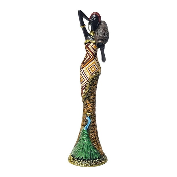 Estatua africana, retrato creativo, pieza exótica, estatuas de figuras femeninas, hechas a mano Estilo C