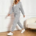 thumbnail image 4 of Xinoom Women 2 Piece Tracksuit, Full Zip Hooded Jacket with Pockets & Elastic Cuff Jogger Pants, Soft Casual Matching Outfit Gift for Ladies Daily Walking Family Gathering Gray,XL, 4 of 7
