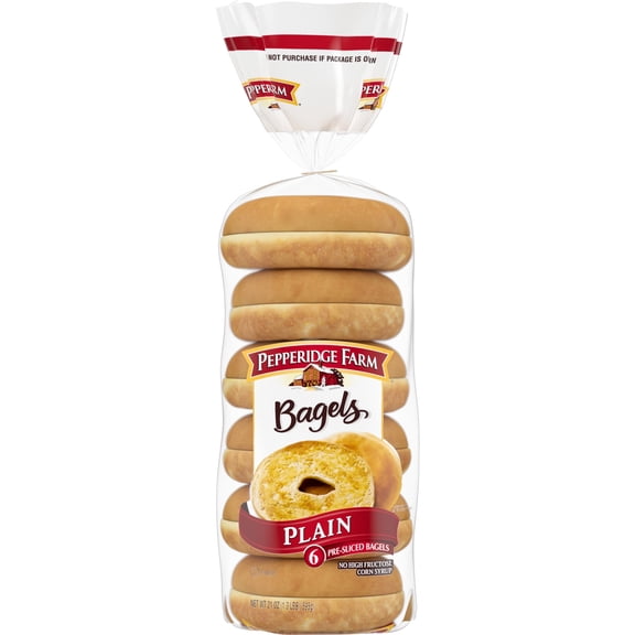 Pepperidge Farm Plain Bagels, 21 oz. Bag, 6-Pack pack of 1