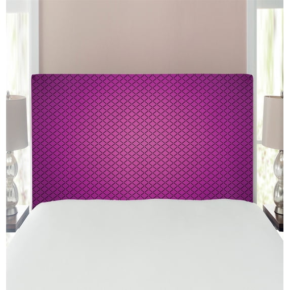 Purple Headboard, Abstract Digital Diagonal Grid Geometric Diamond Patterns Symmetric Lines Futuristic, Upholstered Decorative Metal Bed Headboard with Memory Foam, Twin Size, Purple, by Ambesonne