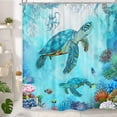 thumbnail image 3 of Sea Turtle Shower Curtain, Blue Ocean Underwater Turtle Octopus Fish Coral Beach Shower Curtain, Marine Life Aquatic Plant Coastal Nautical Shower Curtain For Bathroom Hooks Included 72"X72" Blue, 3 of 6