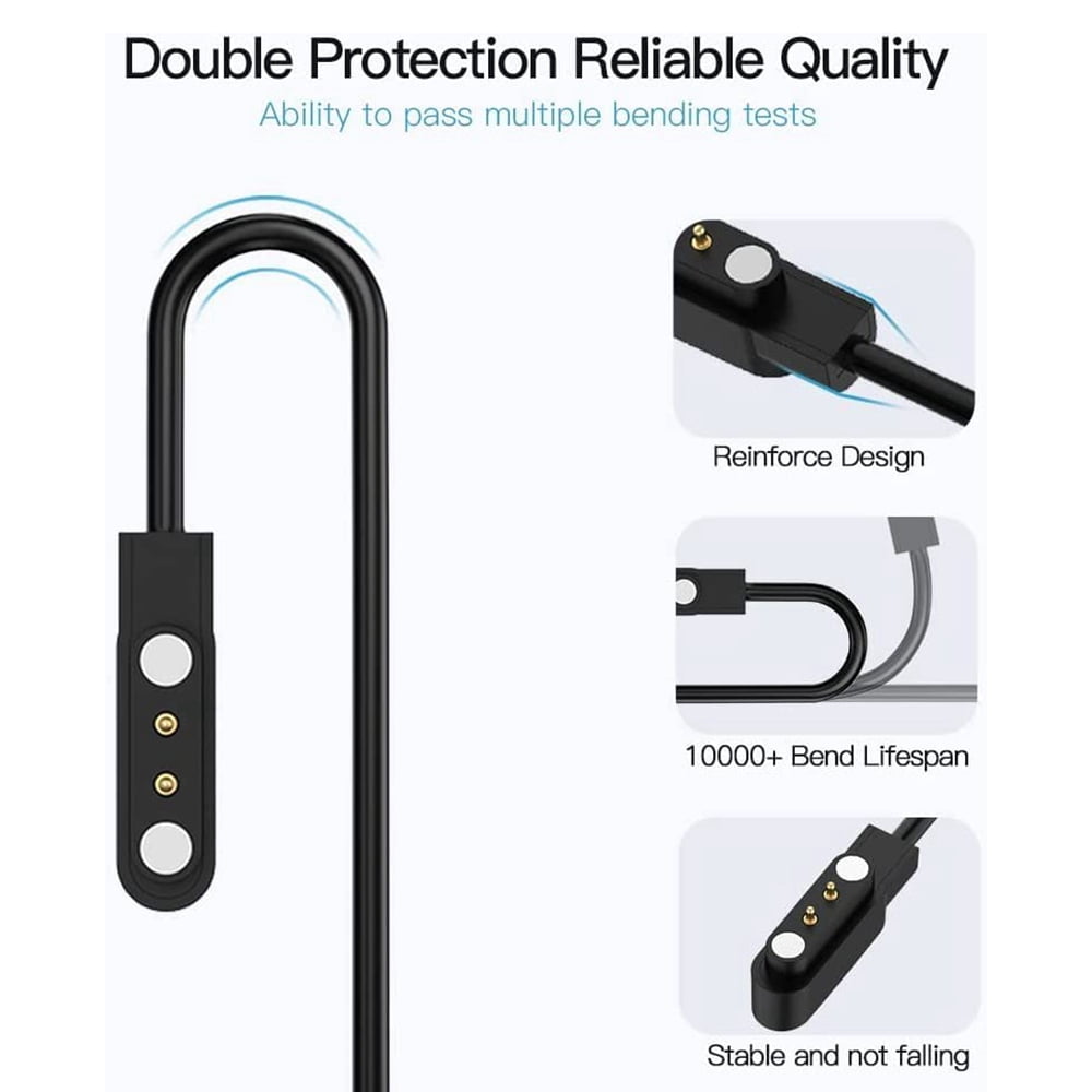 2-Pack Magnetic Charger Cables For Letsfit IP68, ID205L, Willful SW021 Smartwatch