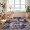thumbnail image 3 of Design&I 6'x9' Washable Area Rug Sleek Flatweave Pet Friendly Purple Boho Abstract Swirl Vintage Tie Dye Scroll Trellis Distressed for Queen Size Bedroom, Under Bed, 3 of 7