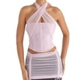 thumbnail image 2 of Womens Summer Criss Cross Halter Neck Corset Tops Mesh Bandage Backless Sleeveless Club Crop Top Streetwear, 2 of 10