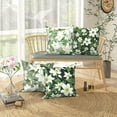 thumbnail image 2 of PBOBRIICH Green Throw Pillow Covers Set of 4,White Flower Linen Pillowcase for Living Room Bedroom Decor,18x18 Inch, 2 of 5