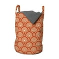 thumbnail image 1 of Geometric Laundry Bag, Eastern Half Circle Pattern Abstract Geometric Shapes Japanese Kimono, Basket with Handles Drawstring Closure for Laundromats, 13" x 19", Orange Pale Yellow, by Ambesonne, 1 of 4