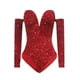 thumbnail image 2 of Gibobby pantalones de yoga Mono plumas con cuentas(Rojo， XL), 2 of 4