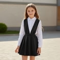 thumbnail image 5 of Girls Uniform Dress V-Neck Jumper Dress A-Line Pleated Dress Summer Black Uniform Skirt Little Girls Clothes Size 4-5 Years, 5 of 5