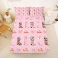 thumbnail image 5 of jejeloiu Chic Cow Cowboy Boot Full Size Sheets Kids,Pink Cute Bow Bed Sheets For Girls,4-Piece, 5 of 6