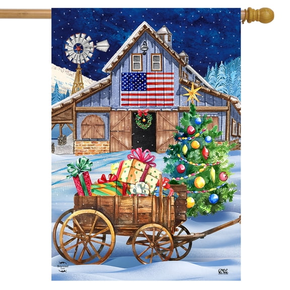 Briarwood Lane Holiday Barn Christmas House Flag