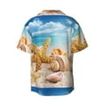 thumbnail image 2 of KLL Beach Starfish Shell Print Men's Shirt Short Sleeve Button Down Summer Cuba Beach Shirts- X-Large, 2 of 7