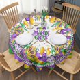 thumbnail image 4 of Festival Purple Yellow Round Table Cloth,Wrinkle Resistant Table Cover with Polyester,Waterproof Reusable Round Table Cloths for Weeding Birthday Tea Party Decorations (Round,60x60inch), 4 of 6