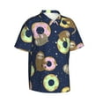 thumbnail image 2 of Balery Sloth with Donuts Print Men's Hawaiian Shirts Short Sleeve Beach Shirt Relaxed Fit Vacation Button Down Shirts-3X-Large, 2 of 9