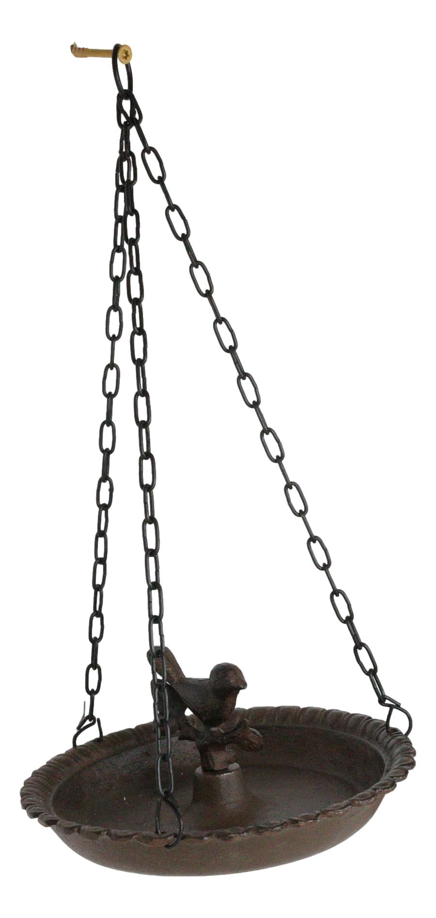 Cast Iron Love Bird On Branch Sunflower Basin Hanging Garden Bird Bath Feeder