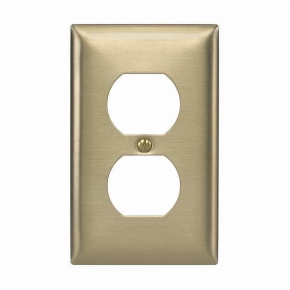 Hubbell Wiring Device-Kellems Dup Recept Wll Plt,Stnd;Brass,1Gng,Brsh SB8
