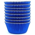 thumbnail image 1 of Standard Blue Foil Cupcake Liners Wrappers Metallic Baking Cups, 200-Count (Blue), 1 of 6