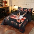 thumbnail image 4 of Manfei USA Flag King Bedding, Forest Deer Family Silhouette King Bed in a Bag, Red Black, Black Reversible 7-Piece, 4 of 6