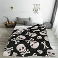 thumbnail image 5 of Honeii black white Skull bone Print Fleece Blanket - Throw Blanket for Bed, Sofa, Couch, Camping, and Travel , Microplush Ultra Soft Warm Blanket-80"x60", 5 of 7