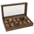 thumbnail image 2 of Luxury Wooden Watch Box Men Jewelry box case display men Rings Case Organizer Glass Top 12 Grid, 2 of 8