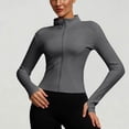 thumbnail image 5 of Sewkxo Women's Workout Jacket Lightweight Zip Up Cropped Yoga Jackets Slim Fit Athletic Tops with Thumb Holes,Gray L, 5 of 6