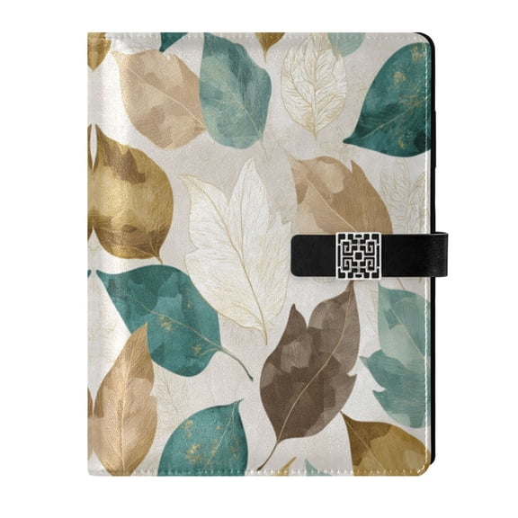Leather Planner Leather Notebook Notebook Journal Binder Design Pen Pocket Design Convenient for Storage Green Leaf Pattern