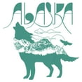 thumbnail image 2 of Girl's Lost Gods Alaska Wolf Silhouette Teal Graphic Cropped T-Shirt White Small, 2 of 3