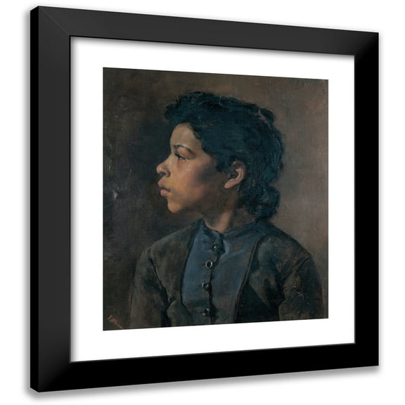 Elizabeth Nourse 12x14 Black Modern Framed Museum Art Print Titled - Head of a Girl (circa 1882)