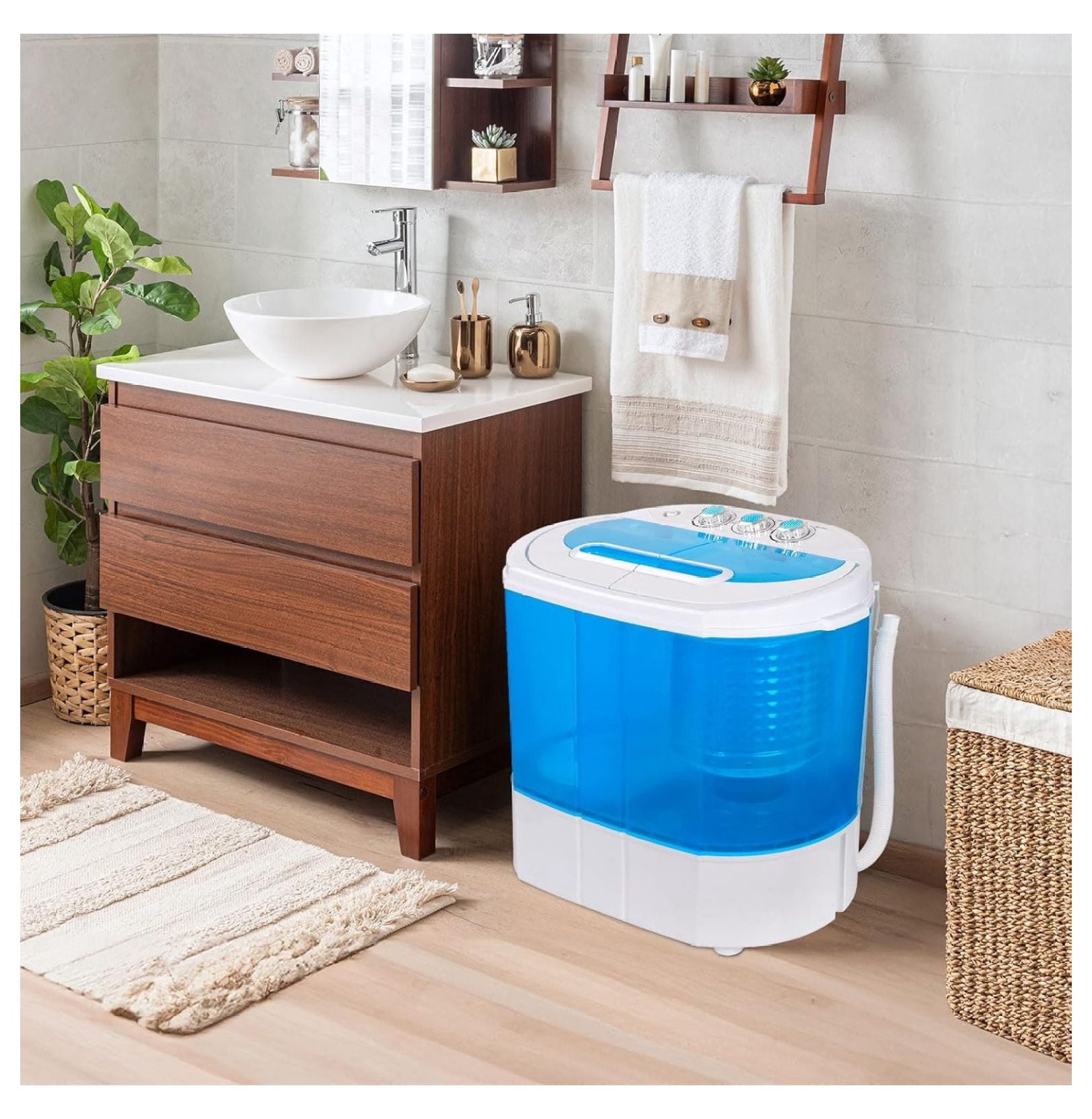 Portable Washer Compact Twin Tub 9.9 LB Mini Top Load Washing Machine Washer/Spinner w/ 6.57 FT Inlet Hose