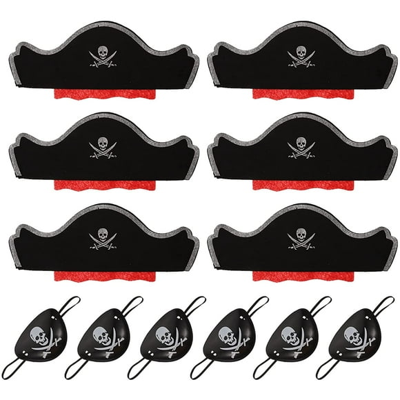 12pcs Pirate Hat Pirate Eye Patches Set Pirate Costume Accessories for Caribbean Fancy Dress Halloween Masquerade Party Supplies