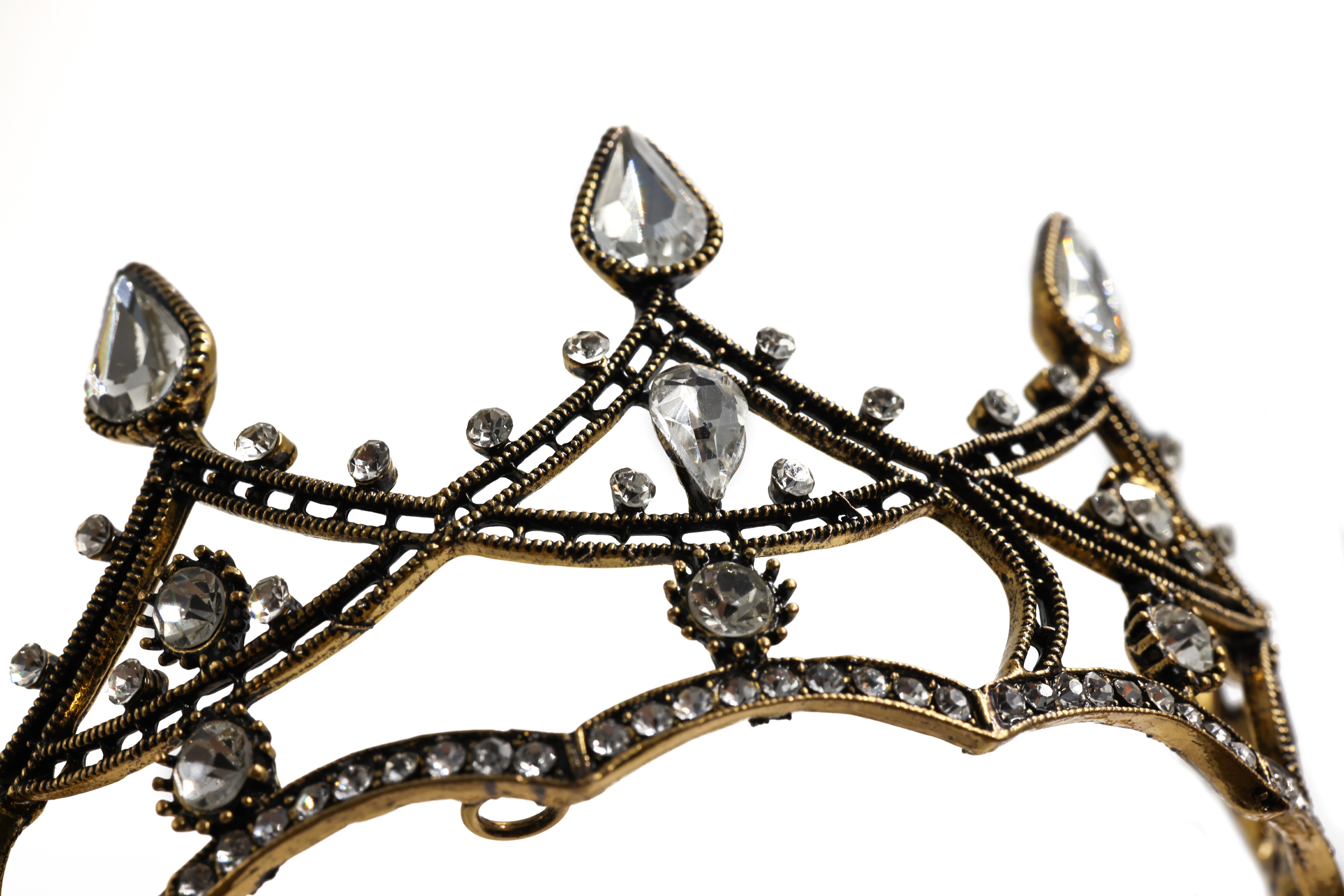 Gothic Structures Mini Crown Tiara in Antiqued Gold