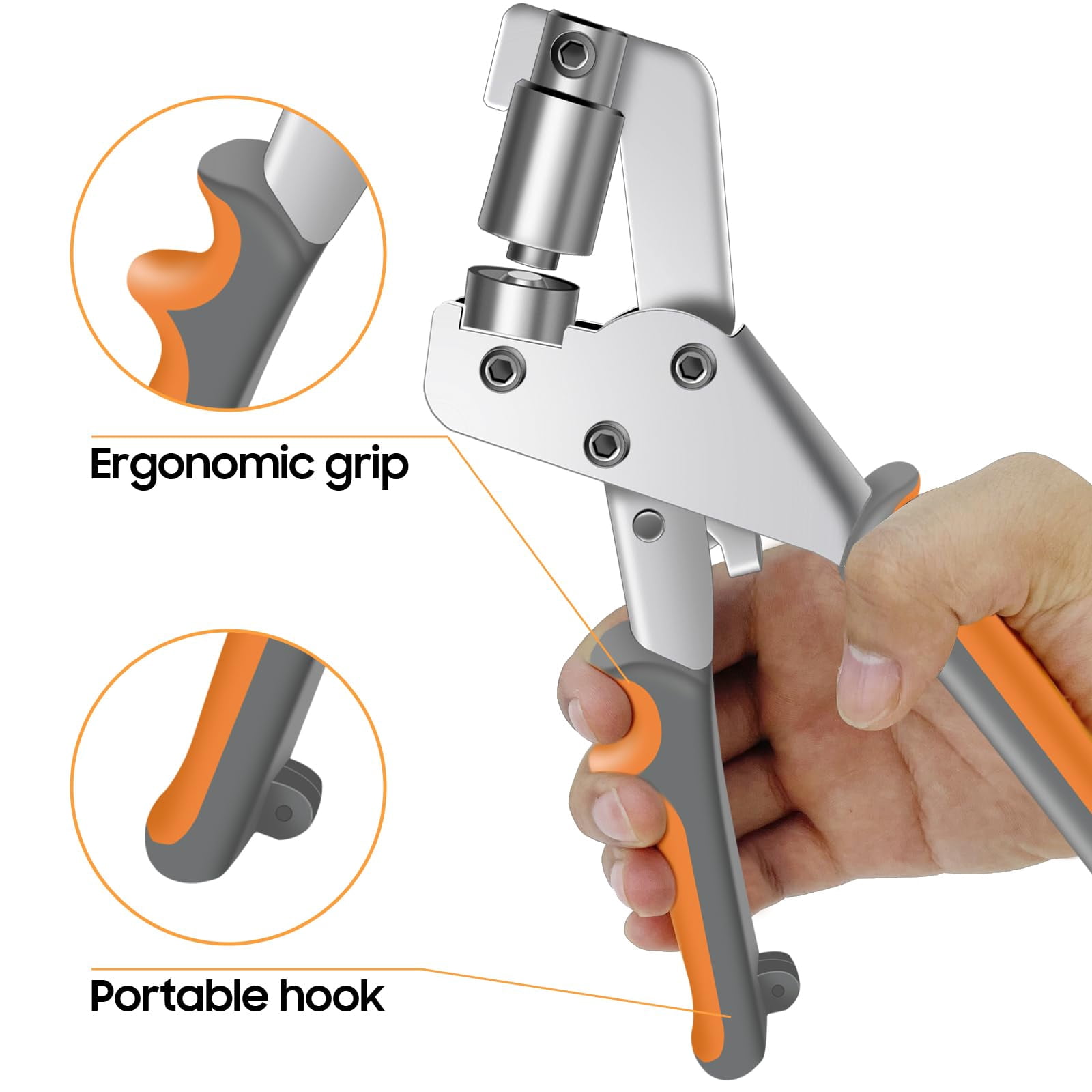 Heavy Duty Grommet Kit with Bag and 200 pcs 10mm Grommets, Complete Eyelet & Grommet Tool Kit for DIY Tarp Ring Repair and Installation