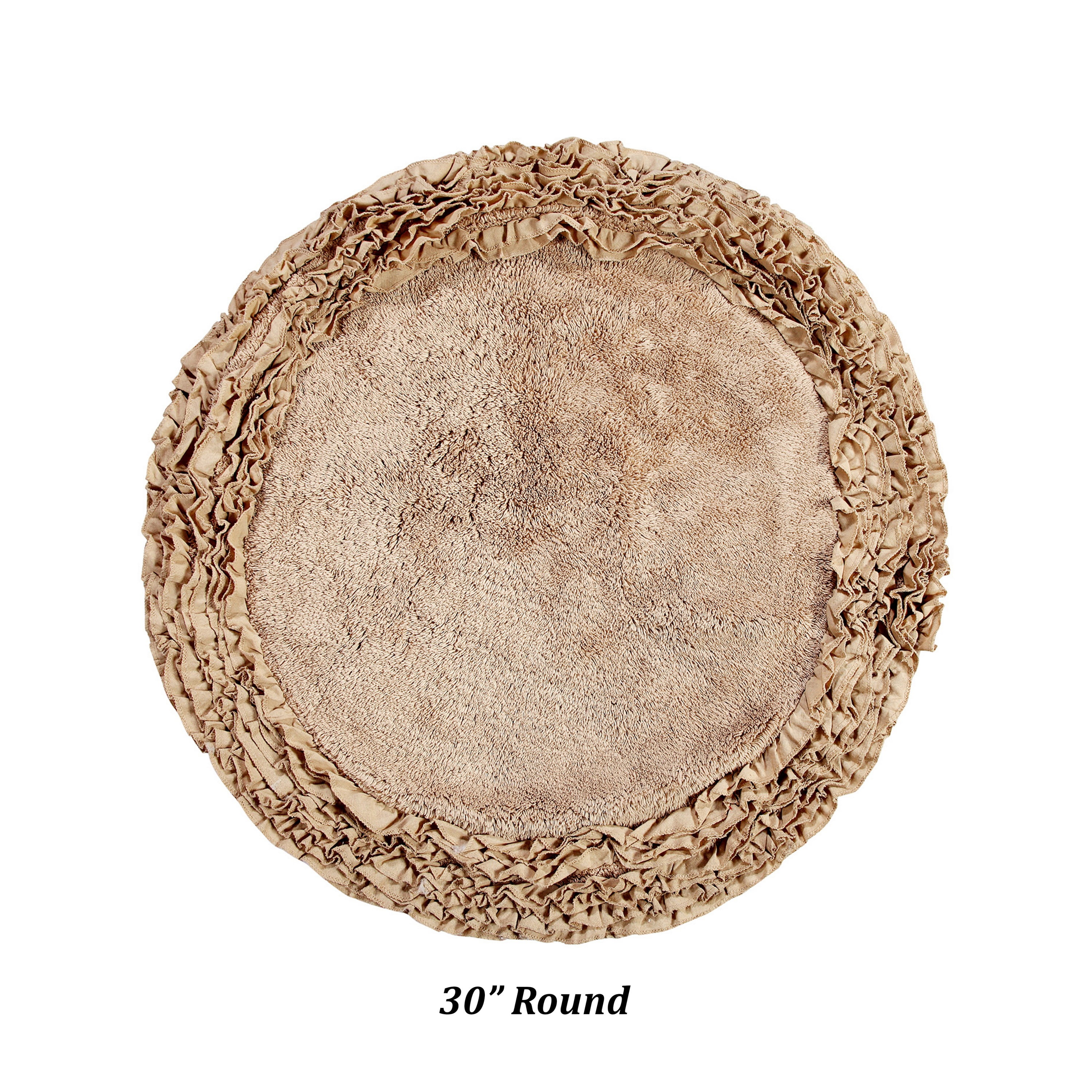 Better Trends 30'' x 30'' Round Shape Bathroom Rug with Non Slip Backing 100% Cotton Water Absorbent, Machine Washable, (Beige) Shaggy Border Collection