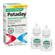 Pataday Once Daily Extra Strength Eye Care Allergy Relief Eye Drops, Twin Pack