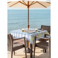 thumbnail image 3 of Outdoor Tablecloth with Umbrella Hole for Patio/Picnic/Party/Camping, Summer Nautical Waterproof Table Cloth Square Cover Washable, Happy Summer Coastal Blue Checkered (54"x 54"), 3 of 8