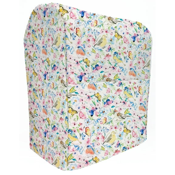 Birds & Butterflies in Blooms Cover Compatible with Cuisinart 5.5qt Precision Master Stand Mixer by Penny's Needful Things (White)