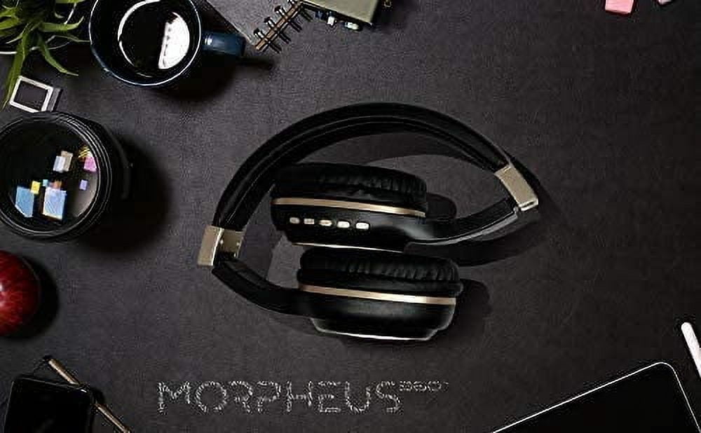 HRTGFD-Bluetooth Headphones, Wireless Headphones Over Ear, Wireless Headset with Microphone, Black with Gold Accents, Comfortable Design HP5500G