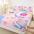 thumbnail image 3 of Manfei Girly Pink Cartoon Twin Sheet Sets, Modern Rock Music Twin Fitted Sheet, Kawaii Princess Style Flat Sheet, Super Cozy Room Decor, 3pcs, 3 of 7