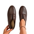 thumbnail image 5 of IEMIEMIEM Women's Faux Leather Oxford Flats Slip On No Laces Round Toe Casual Loafers Retro Soft Flat Walking Dress Shoes Brown 9 Wide, 5 of 7