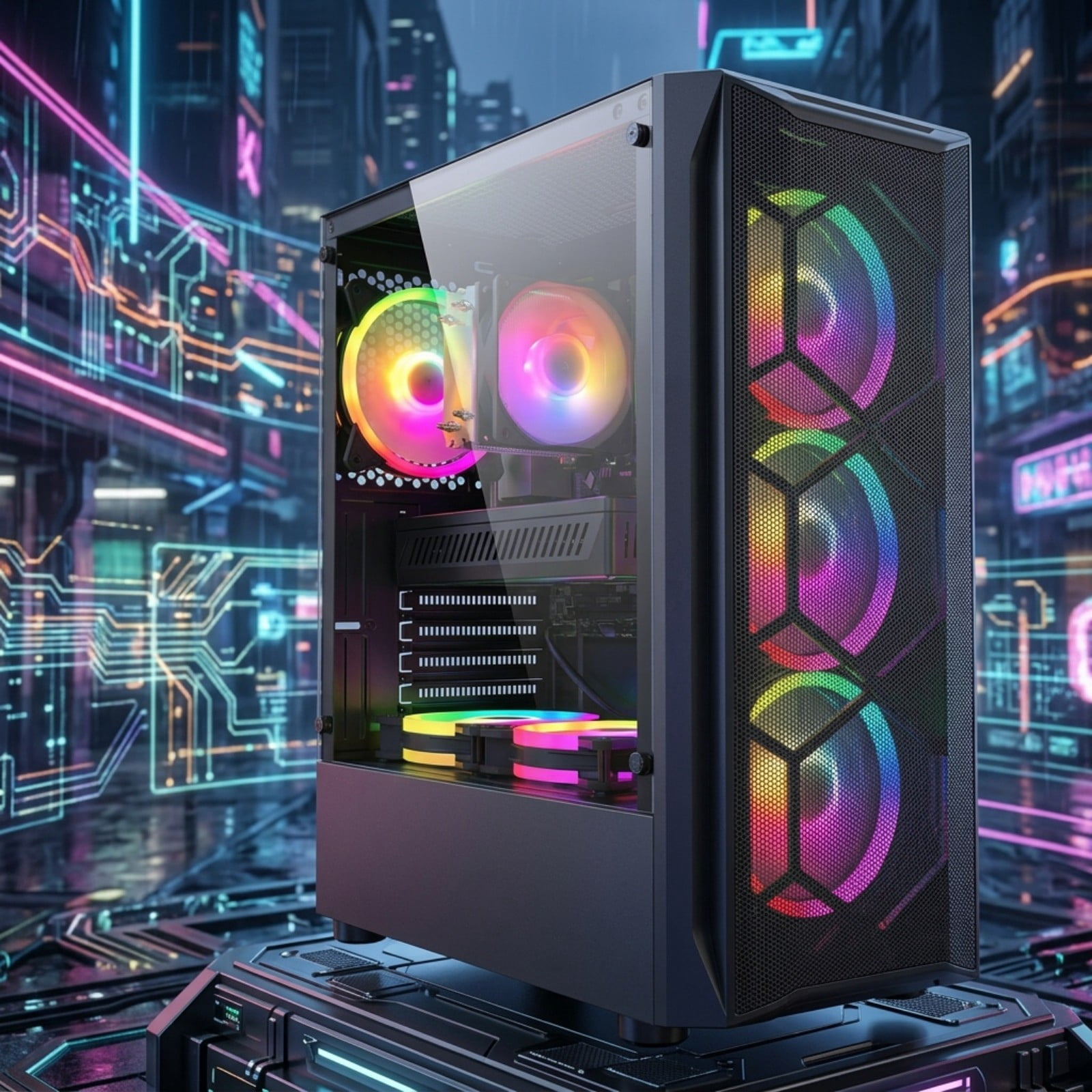 STGAubron Gaming Desktop PC, Intel Core I7 up to 3.9G, RX 580 8G, 16G RAM, 512G SSD, WiFi 6, BT 5.2, RGB Fan x4, Win 11 Home