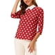thumbnail image 4 of INSPIRAR CHIC Blusa de Mujer con Cuello Peter Pan en Contraste, Mangas 3/4, Talla XS, Rojo y Blanco, 4 of 7