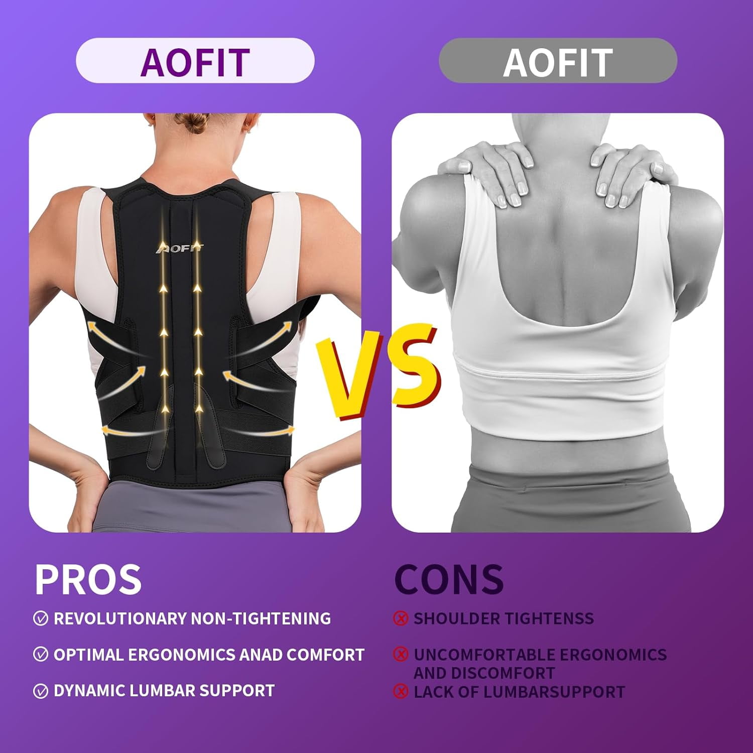 GKTG Back Brace Posture Corrector for Men and Women, Full Adjustable for Upper and Lower Back Pain Relief
