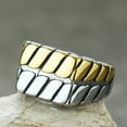 thumbnail image 2 of PAMTIER Men's Stainless Steel Retro Personality Punk Cool 14MM Twist Chain Stripe Pattern Biker Ring Hip Hop Statement Band Silver Gold Size 8, 2 of 4