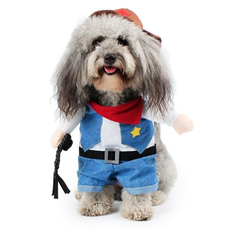 Pet Costume Wear Dog Funny Dress up Standing Suit Amuse Walking Dog Cat Cowboy with Arms -
