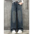 thumbnail image 4 of RUTAYY Toddler Girls Jeans Pants Wide Leg Denim Pant High Waist Elastic Band Casual With Pockets Kids 6-14Y Trouser Trendy Infants Pants, 4 of 4