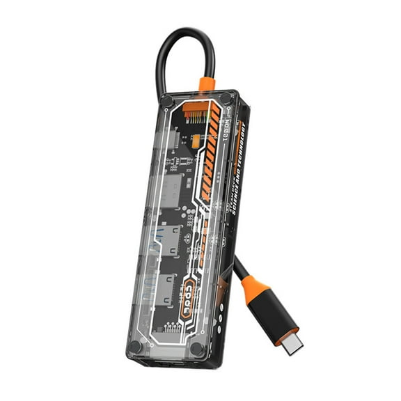 Multi-Port USB 3.0 Hub, RJ45 Type C to USB 3.0 5-in-1 Hub Adapter Station with a USB C Power Port for Laptop, Flash Drive, Keyboard, Mouse, Transfer Rate tp to 5Gbps