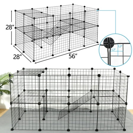 36 Panels 56  Two-Storey Fence Dog Playpen Pet Kennel Crate Exercise Puppy Cage