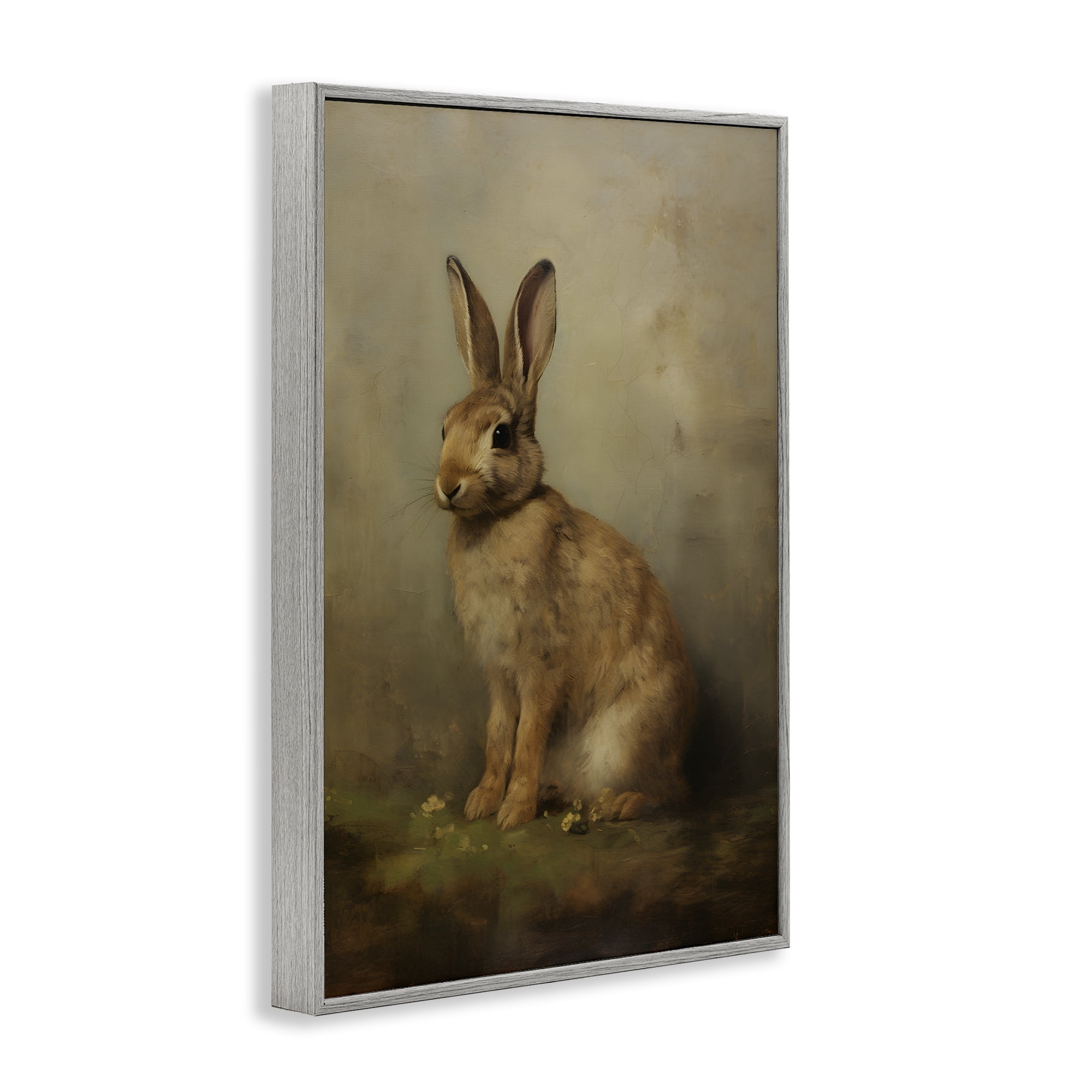 Stupell Industries Brown Bunny Portrait Animals & Insects Painting Gray Framed Art Print Wall Art, 20 x 30