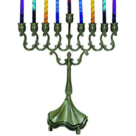 Pewter Giftware - Majestic Giftware MN-HA19379P Hanukkah Menorah, 8-Inch, Pewter