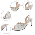 thumbnail image 5 of Rokment Metallic Sparkly Rhinestones Stiletto Slingback Dressy Sandals for Women Bride Wedding Elegant Peep Toe Slip on High Heels Summer Dress Pumps Silver Size 7.5, 5 of 7